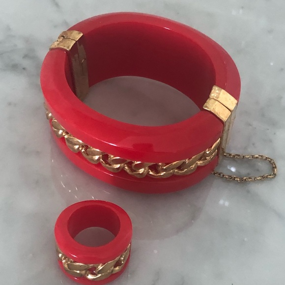Jewelry - Last cut Set bracelet and ring size 6 vtge Italy❤️